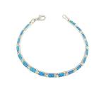 Natural Vintage Fire Rectangular Greek Blue Opal Bracelet With 925 Sterling