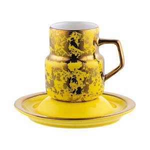 Wholesale 110ml Turkish Coffee Cups With Saucer Matt Gold Rim Handle from china suppliers