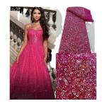 2023 Exquisite handmade beaded lace embroidery lace fabric wedding dress Senegal