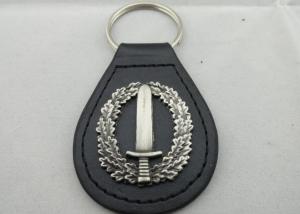 Wholesale Die Casting Personalized Leather Keychains with 3D Zinc Alloy Emblem, Antique Silver Plating from china suppliers