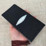 Unisex Style Authentic Stingray Skin Women Men Slim Bifold Wallet Card Bag