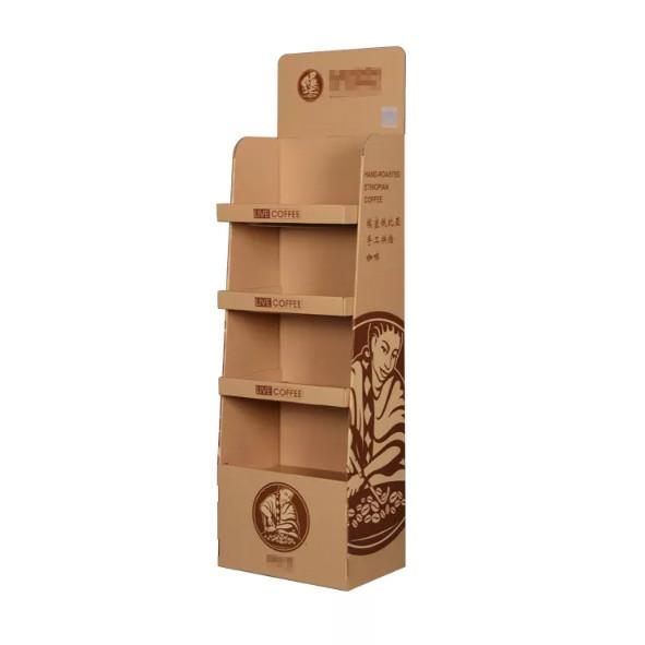 Kraft Paper Corrugated Cardboard Display , Cardboard Floor Display Stand For