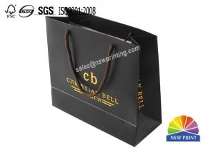 China Logo Gold Foil Hot Stamping Black Matte Paper Grocery Bags Fashion Gift Bags on sale
