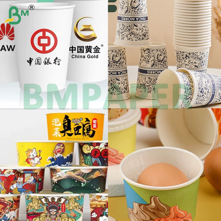 240g Coffee Cup Paper Bowl White Extensible Food Grade Cup Paper For Ice Cream Cup
