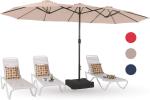 Patio Umbrellas, Outdoor Market Large Umbrella wirh Base, Rectangle Long Double