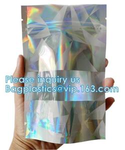 Wholesale Bagease pack Recloseable Transparent Front Holographic Stand Up Pouch / Plastic Cosmetic Bag / Nail Polish Packaging from china suppliers