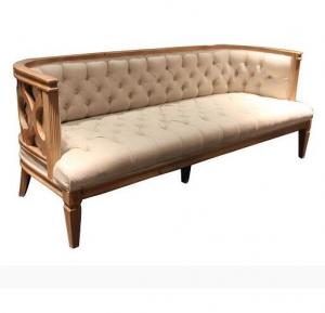 China French antique natural oak wood frame event rental classic wedding chesterfield sofa on sale