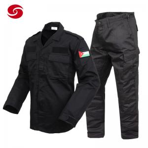 China Long Sleeve Black Cotton Police Security Guard Uniform Shirt Suit on sale