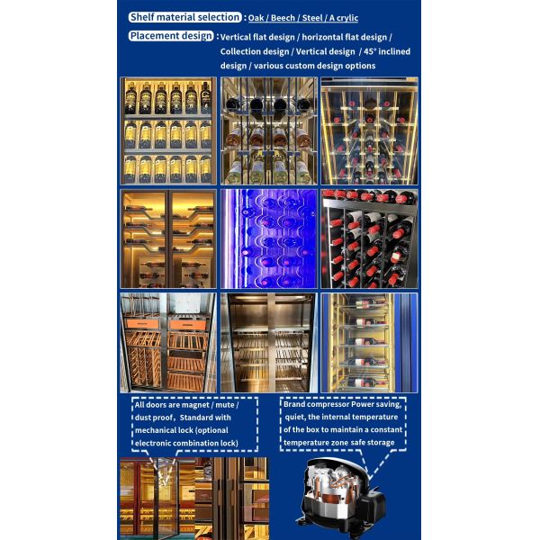 Commercial Glass Door Whiskey Display Cabinet With Customized Logo And Lights