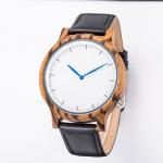 OEM Black Sandal Wood Watch Leather Band Mineral Glass SS Crown