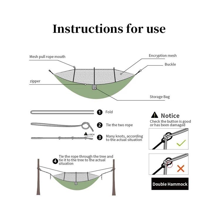 210t Nylon Portable Camping Hammock Easy For Travelling