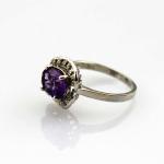 925 Silver 7mmx9mm Oval Purple Cubic Zircon Gemstone Ring (F30)