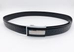 Zinc Alloy Buckle Auto Lock Leather Belts , Black Adjustable Mens Belt