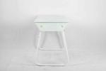 Metal Frame Modern Glass Office Desk Adjustable Base With 2 Wooden Drawers