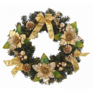 China 60cm Snow forested PVC Christmas Wreath with light on sale