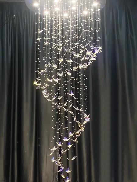 Luxury Artistic Butterfly Glass Ceiling Light Chandeliers For Hotel Villa