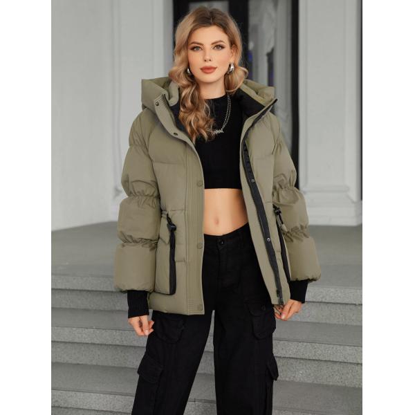 Down Filling Ladies Puffer Jacket Machine Washable Womens Puffer Jacket With Hood