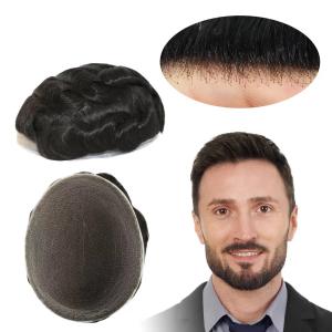 Wholesale Toupee For Mens Full Lace Human Hair Replecement System Natural Hairpiece 8x10'' Color 1B# from china suppliers