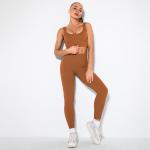 ISO Seamless Ribbed Women Activewear Sets Full Length High Waist Leggings Sets