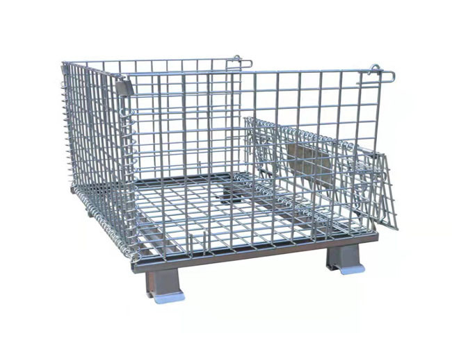 Storage Folding 6mm Metal Pallet Cage Turnover Box Plastic Spraying