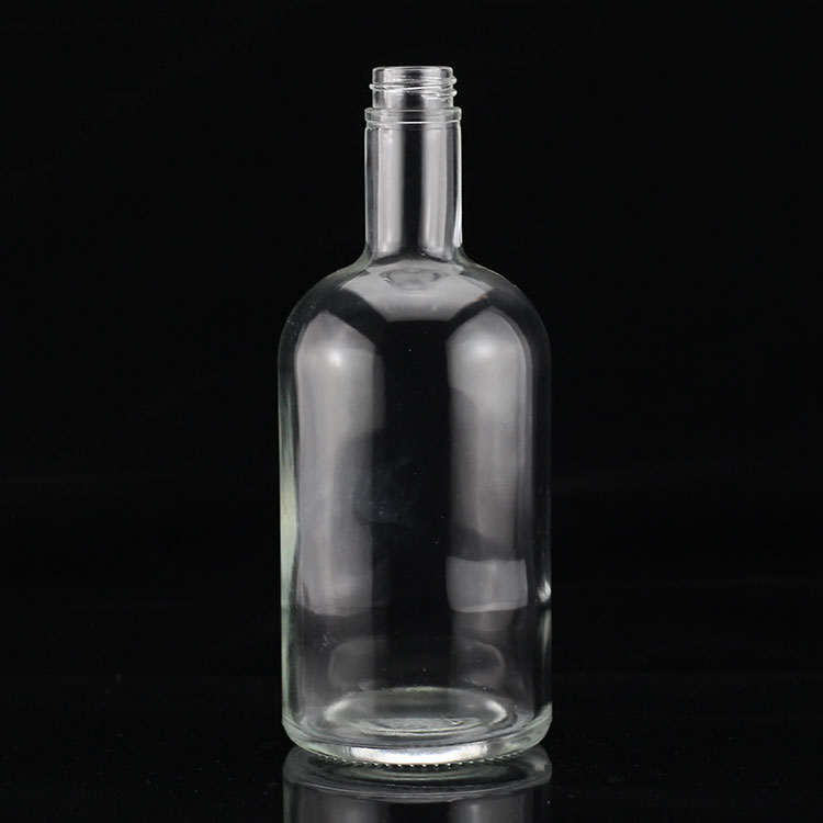 Acid Etch Surface Handling Tequila Glass Bottles with Round Neck and Empty Flint