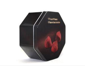 Wholesale Black German Cookie Tins Printed Tin Cookie Containers with Eight Angles Custom Food Tin Box from china suppliers