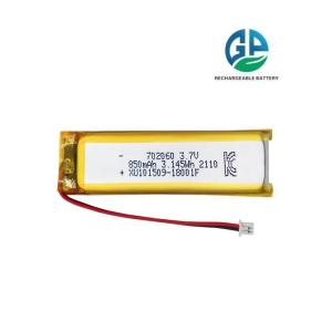 Wholesale KC , MSDS, RoHS Approved Rechargeable Li Ion Battery 3.7v 850mAh Lithium Polymer Battery 702060 from china suppliers