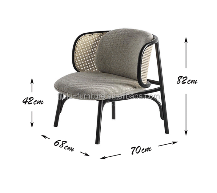 Wooden Single Rattan Chair for Latest Design Upholstered Wood Chair W68*D70*H82cm