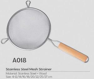 Wholesale New design kitchen helper stainless steel mesh strianer with wooden handle from china suppliers