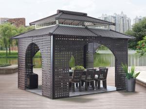 Wholesale China garden house outdoor pavilion with sofa garden rattan tents 1114 from china suppliers