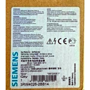 Wholesale SIEMENS 3RW4026-2BB14 SIRIUS SOFT STARTER S0 25 A, 11 KW/400 V, 40 °C 200-480 V AC, 110-230 V AC/DC SPRING-TYPE from china suppliers