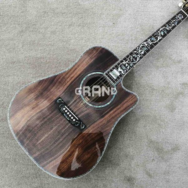 All Solid Koa Wood 45 D 41 Real Abalone Acoustic Electric Guitar with Ebony