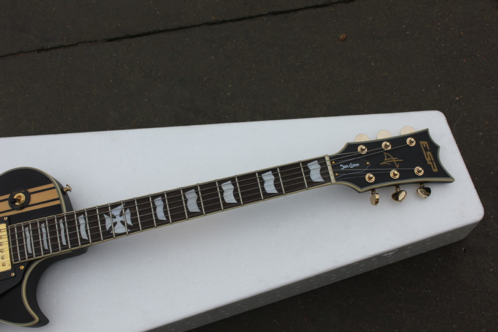 BLACK ESP style solid body guitar,gold hardware,single cutaway Tuneomatic/stoptail bridge 2xHBsFree shipping direct from