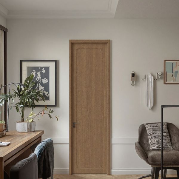 Solid Wood Interior Entry Door Anti Theft Invisible Visible Hinge Options