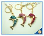 Novelty Dolphin Shape Crystal Lovely Metal Key Chains Women Bag Accessories