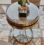 Stone top with gold metal frame oval shape coffee table for hotel bedrooom and