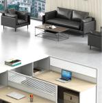 Modern Simple Staff Screen Office Desk And Chair Combination 3 People Wooden