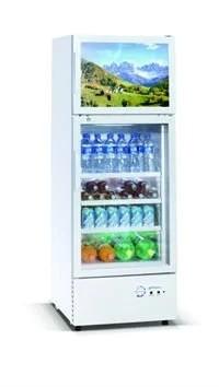 358L upright double door double temperature display beverage cooler/beverage