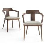 Indoor Canteen Dining Chair in Solid Wood with Seat Cushion and Modern Design