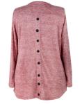 Comfortable Fashion Ladies Blouse Round Neck Knitted Long Blouse With Buttons At