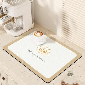 Wholesale Stocked Soft Diatomite Anti Slip Absorbent Kitchen Drain Dish Coffer Bar Quick Drying Mat from china suppliers