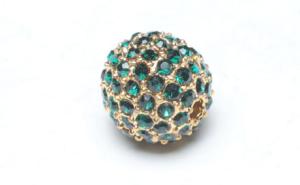 Wholesale Emerald Crystal Pave Golden Plated Alloy Beads 8 / 10 / 12mm Pave Crystal Ball Beads from china suppliers