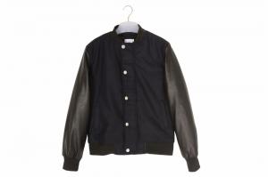 China Daily Autumn Black Navy Boy'S Melton Bomber Jacket 100% Polyester on sale