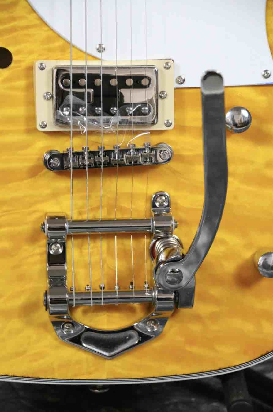 2019 Grand Special F Hole Tl Electric Guitar Quilted Maple Abalone Inlay Bigsby