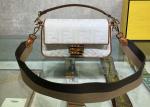 Women F Letters Pattern Denim Baguette Bag Embroidery Series