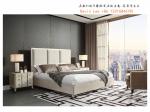 Light American style Bedroom furniture Leather headboard king size bed with Wood