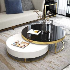 Wholesale 2 Pieces Round Drawer Metal Base Mable Top Coffee Table for Living Room from china suppliers
