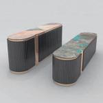 Green Paper File Cabinet Console Table Marble 0.55m TV Cabinet And Console Table