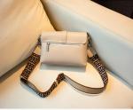 14cm Cream Leather Crossbody Bag Hasp Closure Square Sling Bag