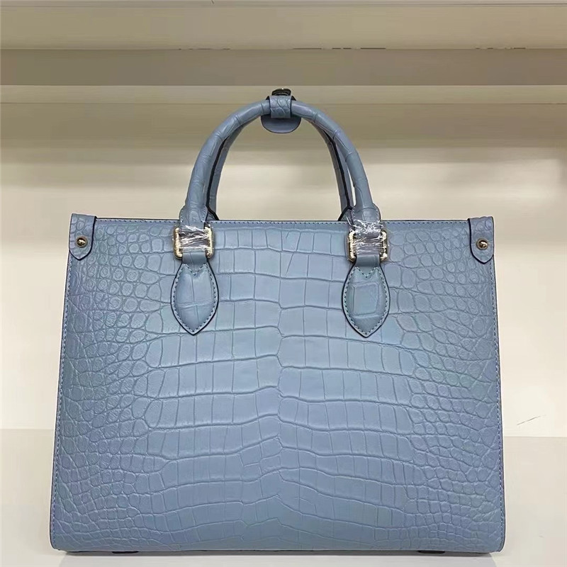 Authentic Crocodile Leather Women Business Travel Handbag Female Laptop Bag Genuine Alligator Skin OL Lady Working Purse